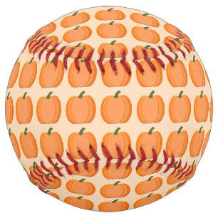 Cute Orange Gender Neutral Pumpkin Patterned Softball