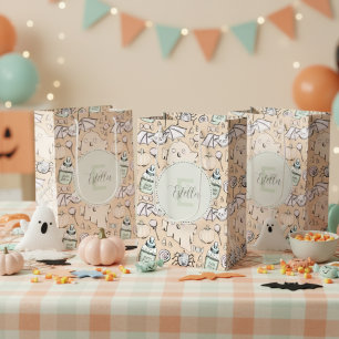 Cute Orange Ghost Gender Neutral Halloween Medium Gift Bag