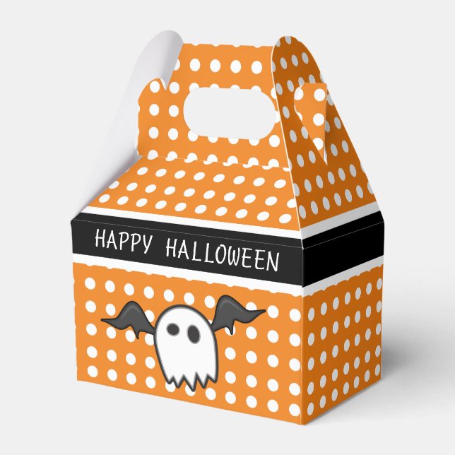 Cute Orange Ghost Halloween Party Favour Box (Back Side)