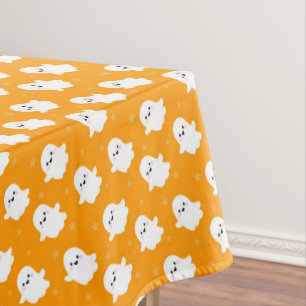 Cute Orange Ghost Pattern – Halloween Design Tablecloth