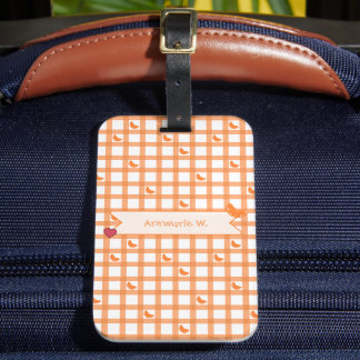 Cute Orange Gingham Luggage Tag
