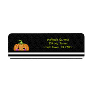 Cute Orange Glitter Pumpkin Halloween Address