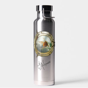 Cute Orange Gold Fish Brass Porthole Water Bottle