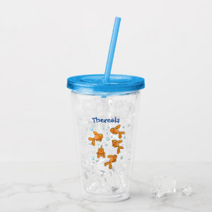 Cute orange goldfish cartoon illustration acrylic tumbler