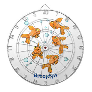 Cute orange goldfish cartoon illustration dartboard