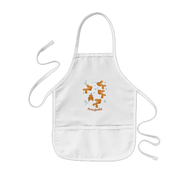 Cute orange goldfish cartoon illustration kids apron (Front)
