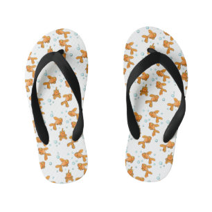 Cute orange goldfish cartoon illustration kid's flip flops
