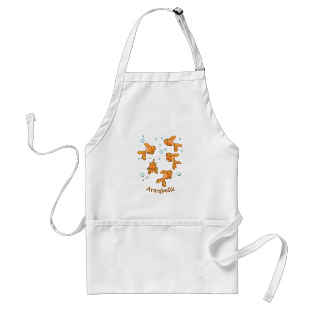 Cute orange goldfish cartoon illustration standard apron (Front)