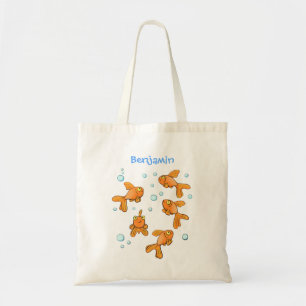 Cute orange goldfish cartoon illustration tote bag