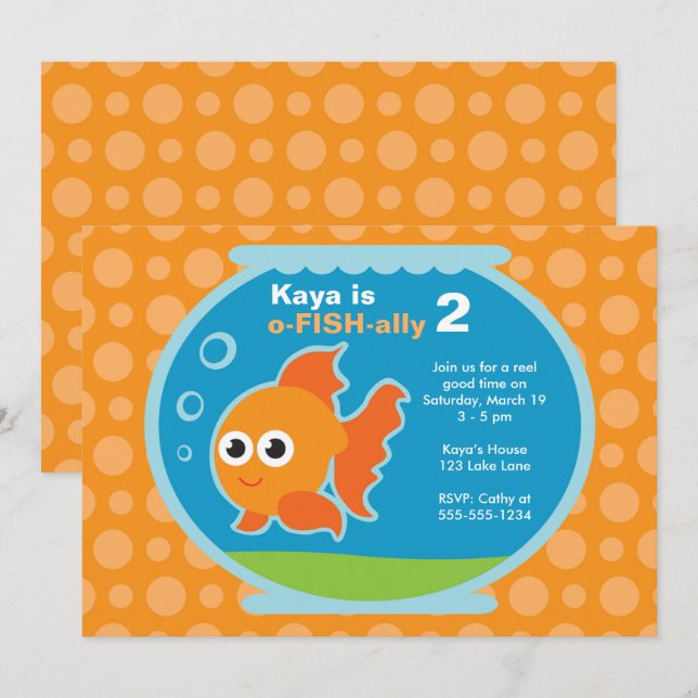 Cute Orange Goldfish Invitation (Front/Back)