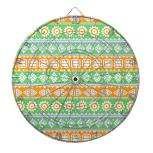 Cute orange green ethnic patterns design dartboard