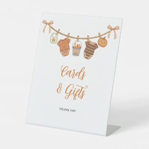 Cute Orange Halloween Baby Shower Cards Gifts Pedestal Sign