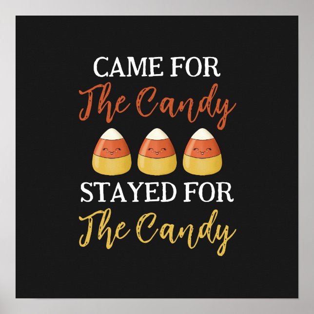 Cute Orange Halloween Kawaii Candy and Funny Quote Poster (Front)
