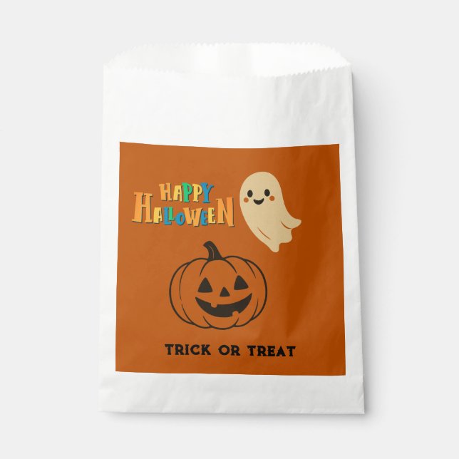 cute orange Halloween kids Ghost & Pumpkin party  Favour Bags (Front)