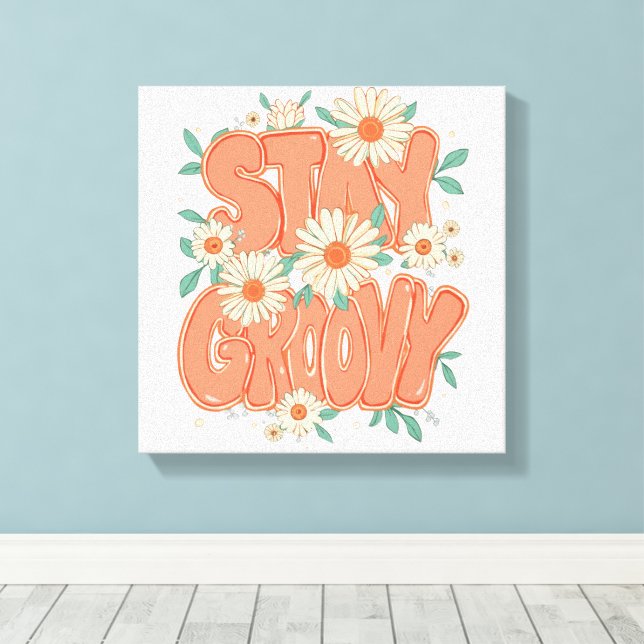 Cute Orange Hippie Typography Canvas Print (Insitu(Wood Floor))