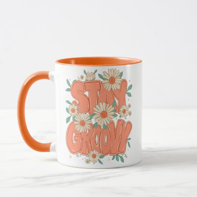 Cute Orange Hippie Typography Mug (Left)