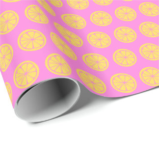 Cute Orange Hot Pink Modern Fruit Pattern Wrapping Paper