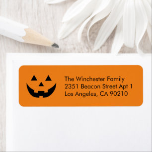 Cute orange Jack o lantern Halloween fun address