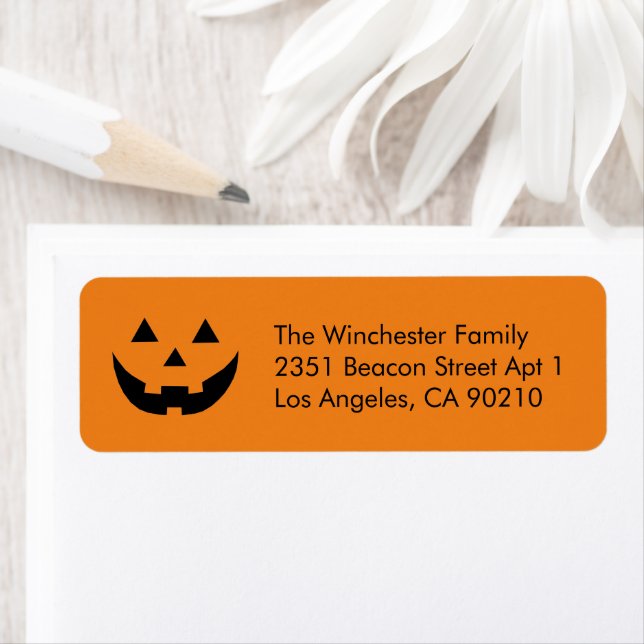Cute orange Jack o lantern Halloween fun address (Insitu)