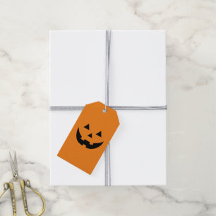 Cute orange Jack o lantern pumpkin face Halloween Gift Tags