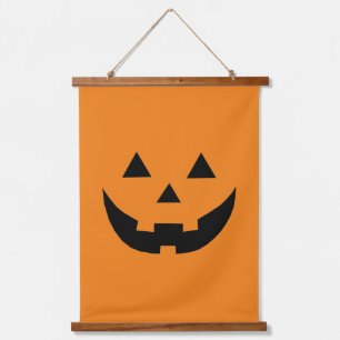 Cute orange Jack o lantern pumpkin face Halloween Hanging Tapestry