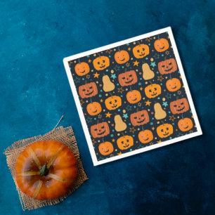 Cute Orange Jack O Lantern Pumpkin Halloween Napkin