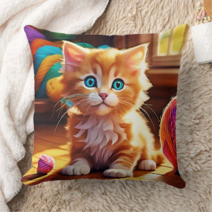 Cute Orange Kitten Art Cushion