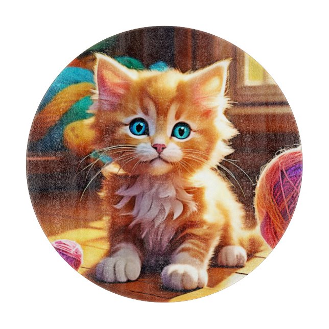 Cute Orange Kitten Art Cutting Board (Front)