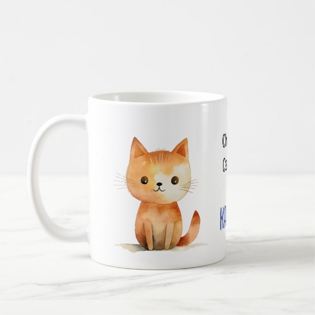 Cute Orange Kitten Childless Cat Lady for Kamala  Coffee Mug (Left)