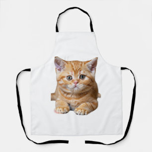 Cute orange kitten with orange dark stipes small m apron