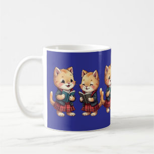 Cute Orange Kitties Reading Burns Night Poetry Coffee Mug