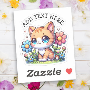 Cute Orange Kitty Cat in Flowers Personalised