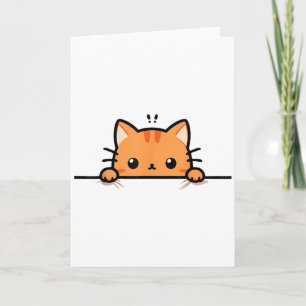 Cute Orange Kitty Cat Peeking Over At You Ginger C Card