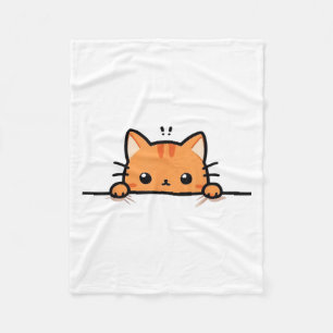 Cute Orange Kitty Cat Peeking Over At You Ginger C Fleece Blanket