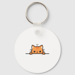 Cute Orange Kitty Cat Peeking Over At You Ginger C Key Ring
