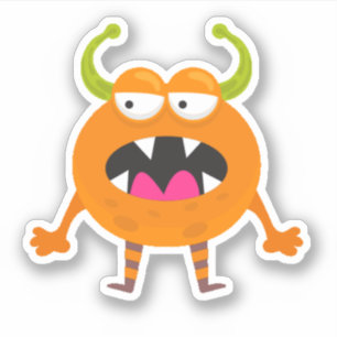Cute Orange Little Monster Halloween Sticker