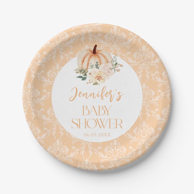 Cute Orange Little Orange Baby Shower Paper Plate (Front)