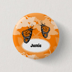 Cute Orange Monarch Butterfly Name 3 Cm Round Badge