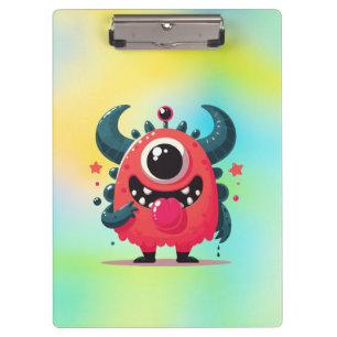 Cute Orange Monster Cartoon-67423 Clipboard