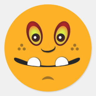 Cute Orange Monster Face w/ an Underbite Classic Round Sticker