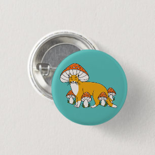 Cute Orange Mushroom Cat 3 Cm Round Badge