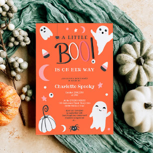 Cute orange not spooky Halloween boo baby shower Invitation