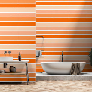 Cute Orange Ombre Striped Pattern Wallpaper
