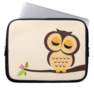 Cute Orange Owl Laptop Sleeve