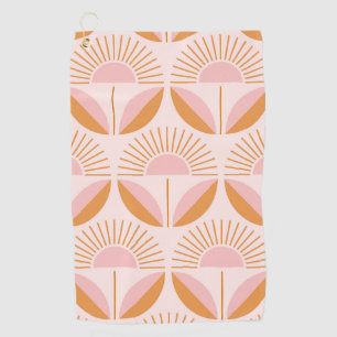 Cute,orange,peach,retro,floral pattern,vintage,chi golf towel