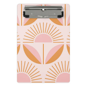 Cute,orange,peach,retro,floral pattern,vintage,chi mini clipboard