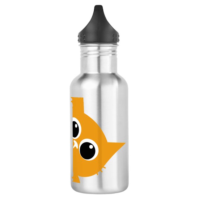 Cute Orange Peeking Cat Design Water Bottle (Left)