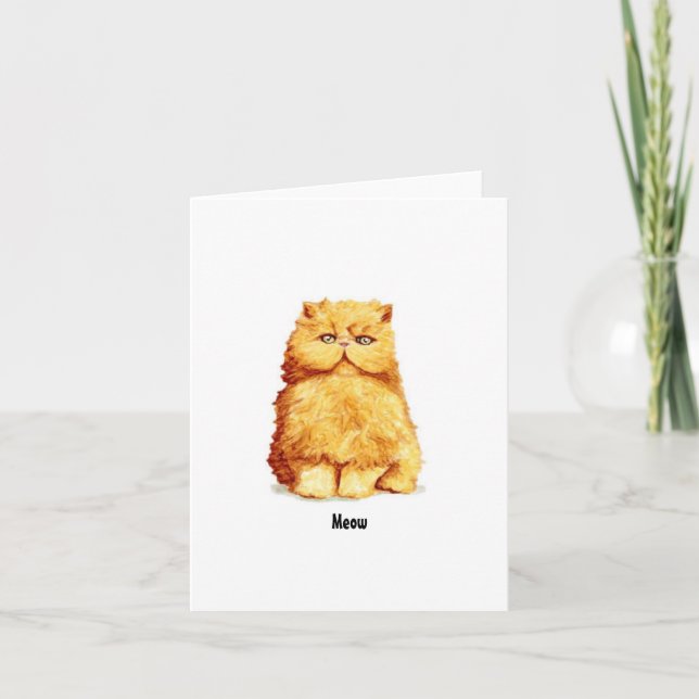 Cute Orange Persian Cat Card (Front)