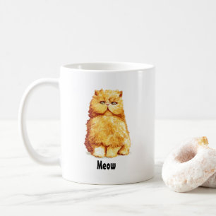 Cute Orange Persian Cat Custom Meow Coffee Mug