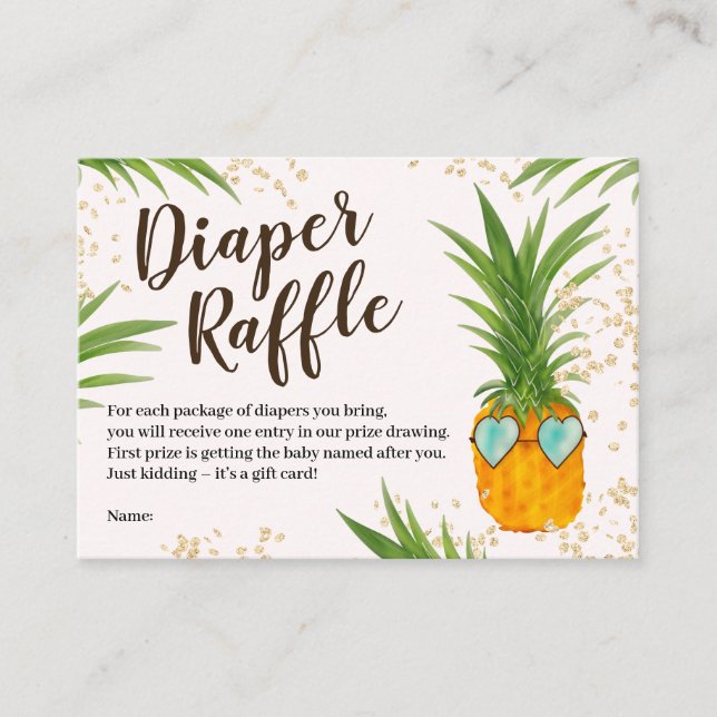 Cute orange pineapple watercolor diaper raffle enclosure card (Front)
